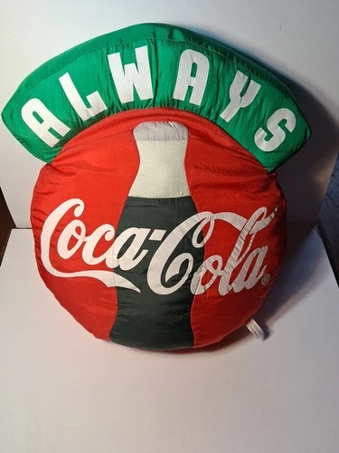 Coca Cola Coke Round Pillow Always Bottle Plush Hanging Collectible VTG