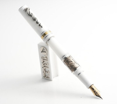 Marlen Ippocrate (Hippocrates) Fountain Pen with Silver Rod of Asclepius #White