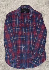 George Men's Long Sleeve Flannel Shirt Size Small 34-36 Color Red Plaid