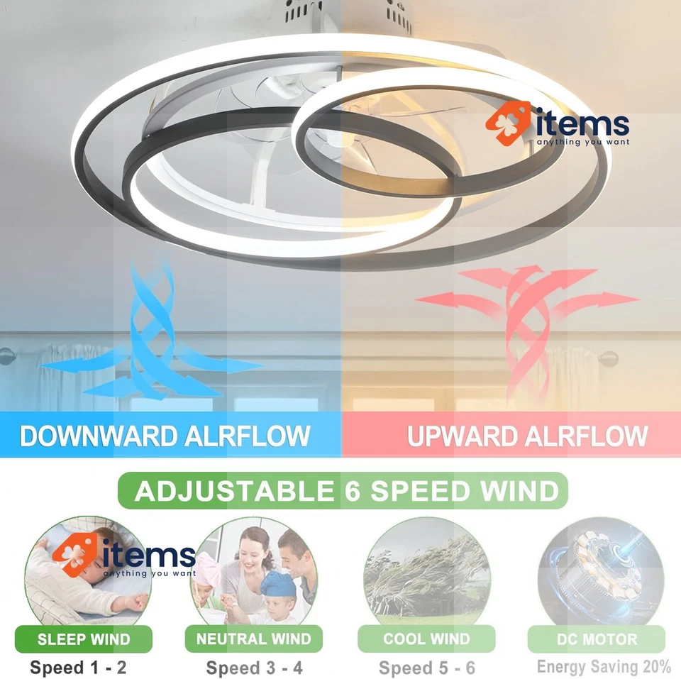 Ventilador De Techo Moderno Creativo Con Luz Y Control Remoto Regulable - Imagen 4 de 4
