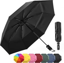 Windproof Compact Travel Umbrella Fiberglass Auto Open Close Lightweight