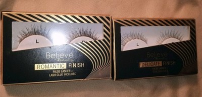 Believe Beauty False Eye Lashes Delicate Romantic 2 Sets Eyelashes Glue Strips 