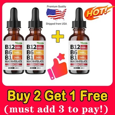 5  In 1 Vitamin B Complex - B6 B1 B12 Liquid Drops 5000mcg - Add 3 Only Pay 2 !