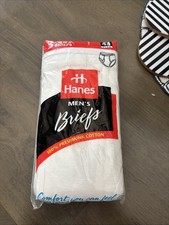 Vintage Hanes Men's Briefs White Underwear 3 Pack sz 44 1997