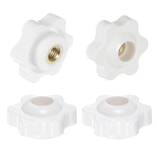 4pcs Star Knobs M5 Thread 25mm Head Through Hole Clamping Handles White