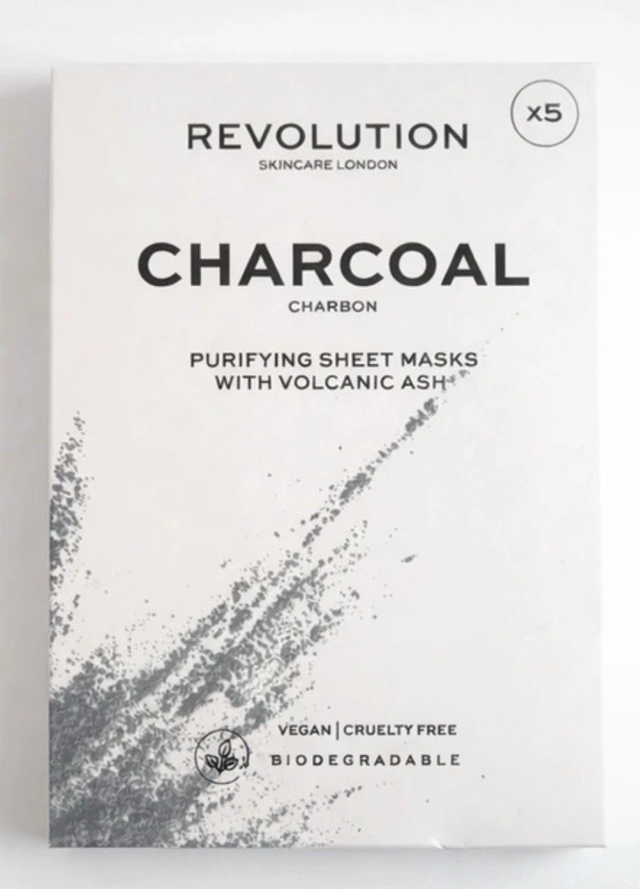 Revolution Charcoal Purifying Sheet Masks With Volcanic Ash (5 pack)