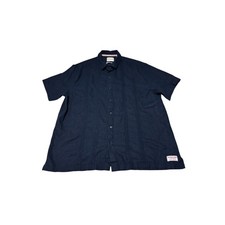 Scotch Soda Mens Navy Linen Blend Short Sleeve Button Up Shirt XL