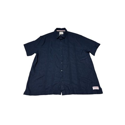 Scotch Soda Mens Navy Linen Blend Short Sleeve Button Up Shirt XL