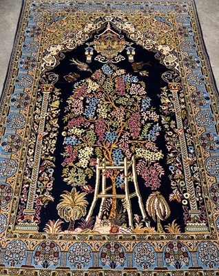 4'7''x6'7'' Hand-Knotted 100% Wool Pile Qume Prayer Rug