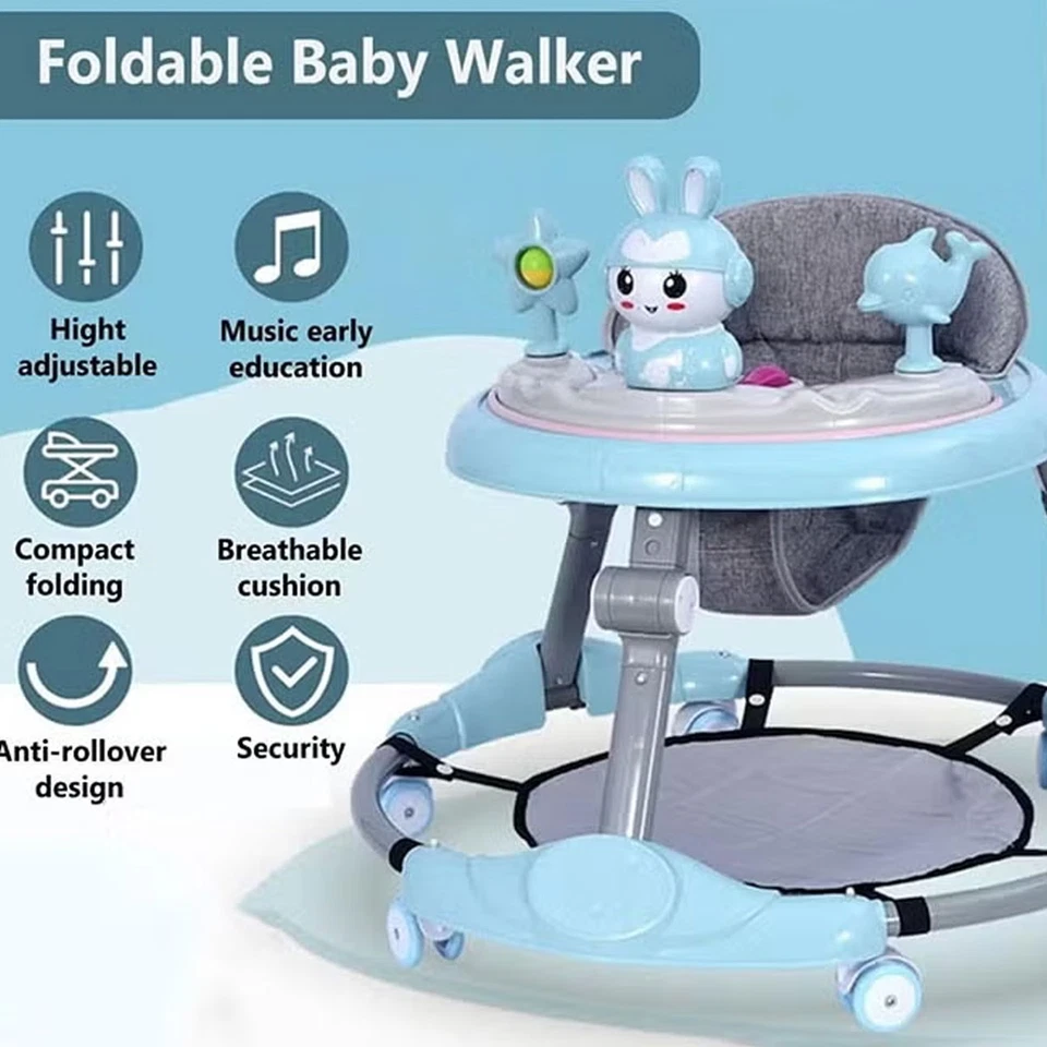 Baby Walker Rocker Bouncer First Steps Push Along Activity Music Ride On Car - Image 3 of 4