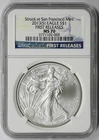 2013-(S) Silver Eagle $1 MS 70 NGC Struck at San Francisco Mint First Releases