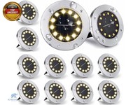 [12 StüCke] Solar Bodenleuchte Aussen, 12 Leds Solarleuchten 800Mah Disk Lights