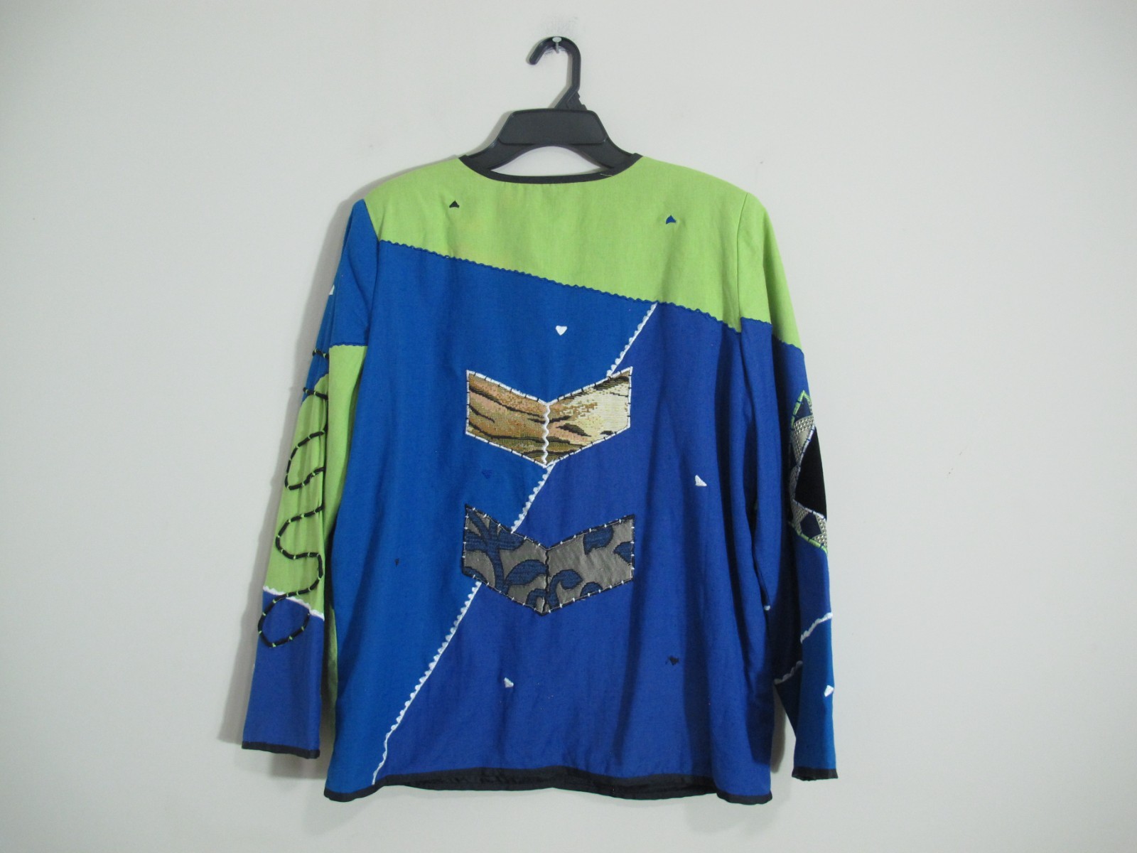 Julia Kin Patchwork Jacket Women's Size M Blue Gr… - image 6