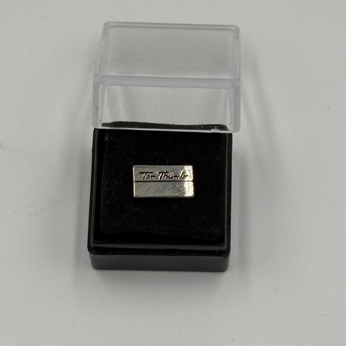 Vintage Tom Thumb Grocery Store Pin Tie Tack Cufflink Silver Toned Logo Employee