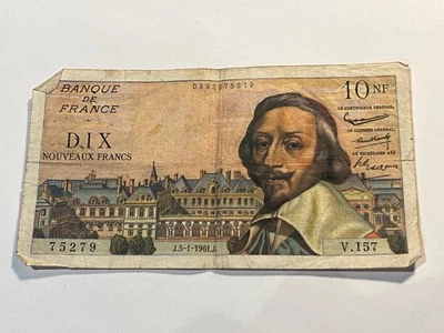 Billet France 10 Nouveaux Francs Richelieu 5-1-1961 (190-18/A2-4) - Photo 1/2