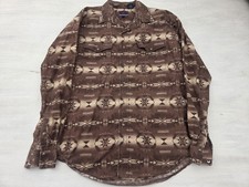 Vtg Roper Western Aztec Print Pearl Snap Long Sleeve Shirt Mens Size M Brown 90s