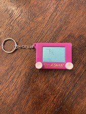 1994 Etch A Sketch Basic Fun Inc. Mini Key Chain-Vintage Toys Knick Knacks- Pink