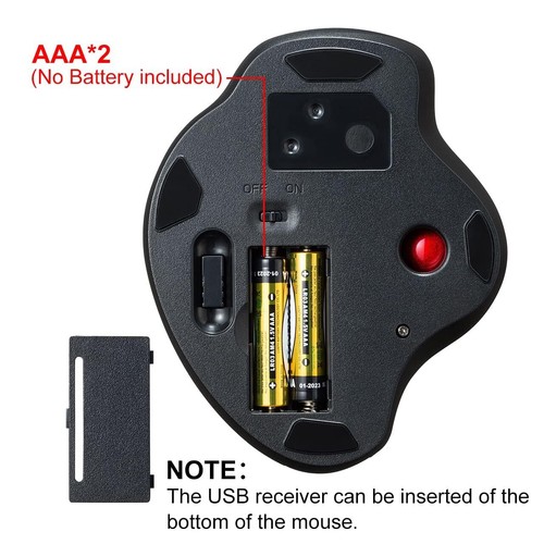 2.4G Wireless Ergonomic Trackball Mouse Optical Vertical Rollerball Mice Sile... - Picture 4 of 9