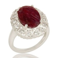 925 Sterling Silver Amethyst Blue Topaz Gemstone Cluster Ring Jewelry