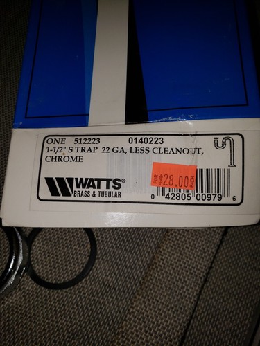 WATTS BRASS & TUBULAR 512223 'S' TRAP -LESS CLEANOUT -FREE SHIPPING- - Picture 4 of 4