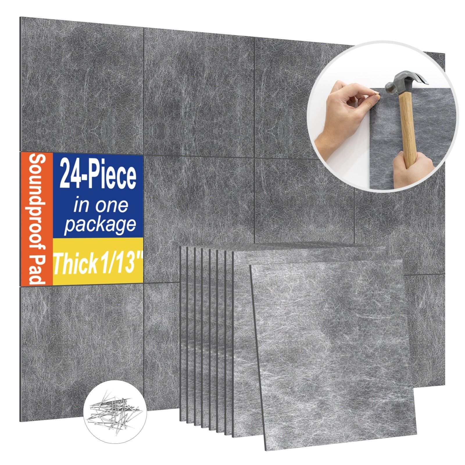 【Soundproofing PRO】24 Pack 1/13 inch Thick Mass Loaded Vinyl Soundproofing Pad
