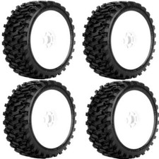 Powerhobby Armor Belted All Terrain Mounted Tires White Dish Wheels 4 18 Buggy
