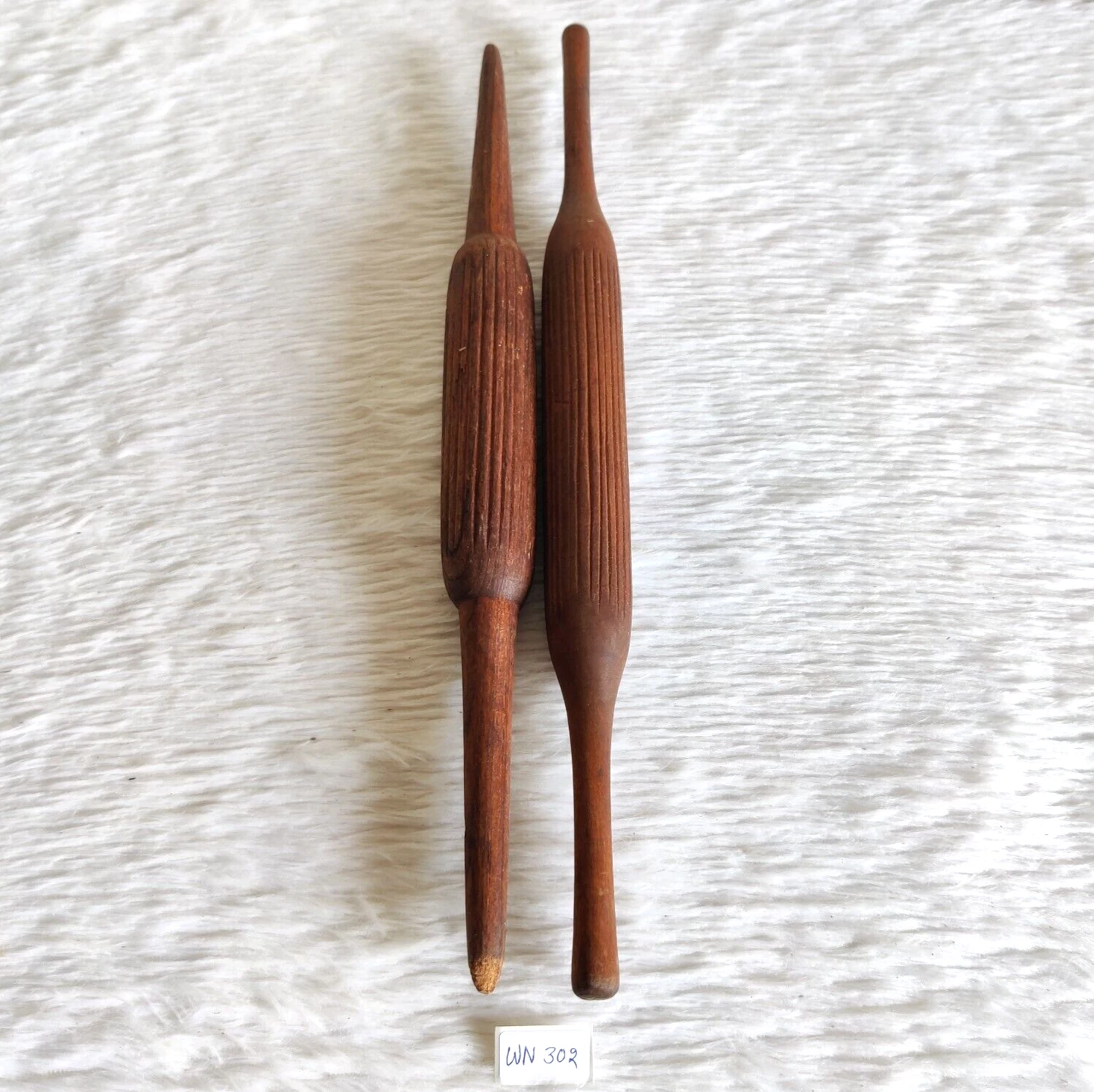 Antique Primitive Handmade Tortilla Bread Bakers Wooden Rolling Pin Pair WN302