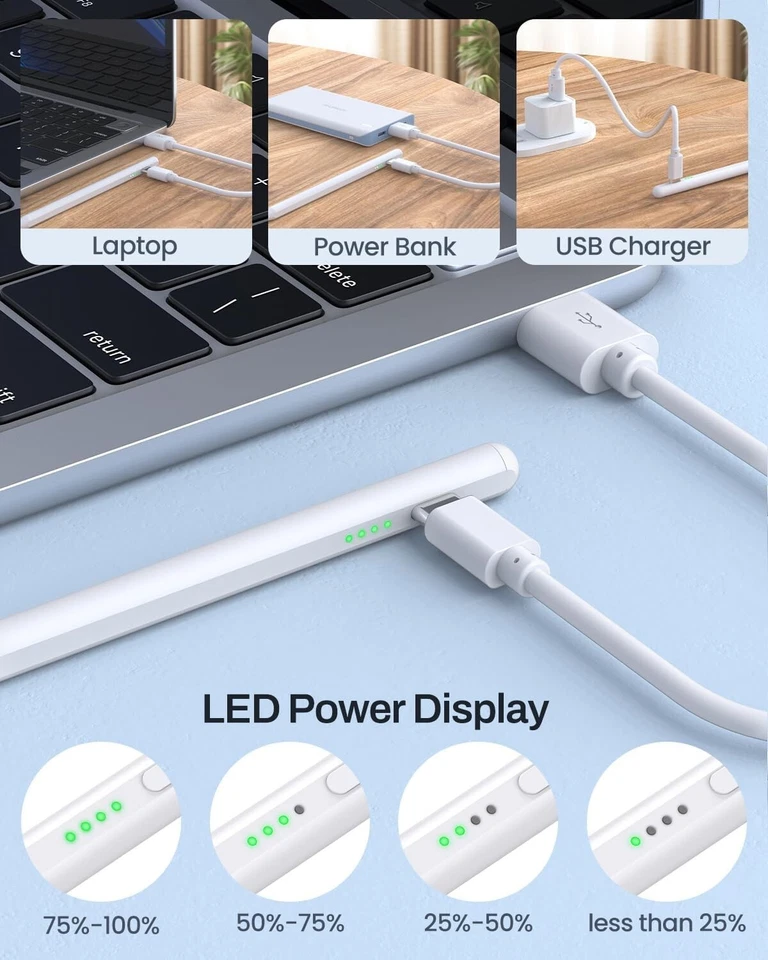 Universal Pencil USB-C Fast Charging Stylus Pen for iPad iPhone Samsung Tablets - Image 3 of 4