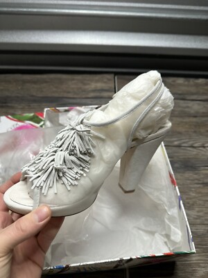 Reed Evins Womens Heels White Solid Suede Stiletto Slingback Shoe 9.5