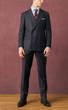 Men Suit Black Double Breasted Peak Lapel Prom Party Groom Tuxedo Wedding Custom