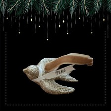 Gold Color Sparkle Glitter Peace Dove Christmas Tree Ornament