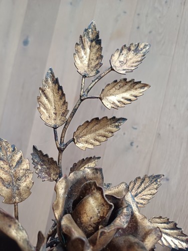 Antike Florentiner Wandlampe – Shabby Chic – Vergoldet – Rosen-Design - Bild 3 von 10