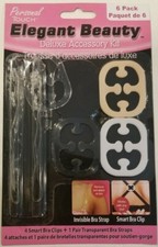 Elegant Beauty Deluxe Bra Accessory Kit - 2 Clear Bra Straps  4 Bra Clips