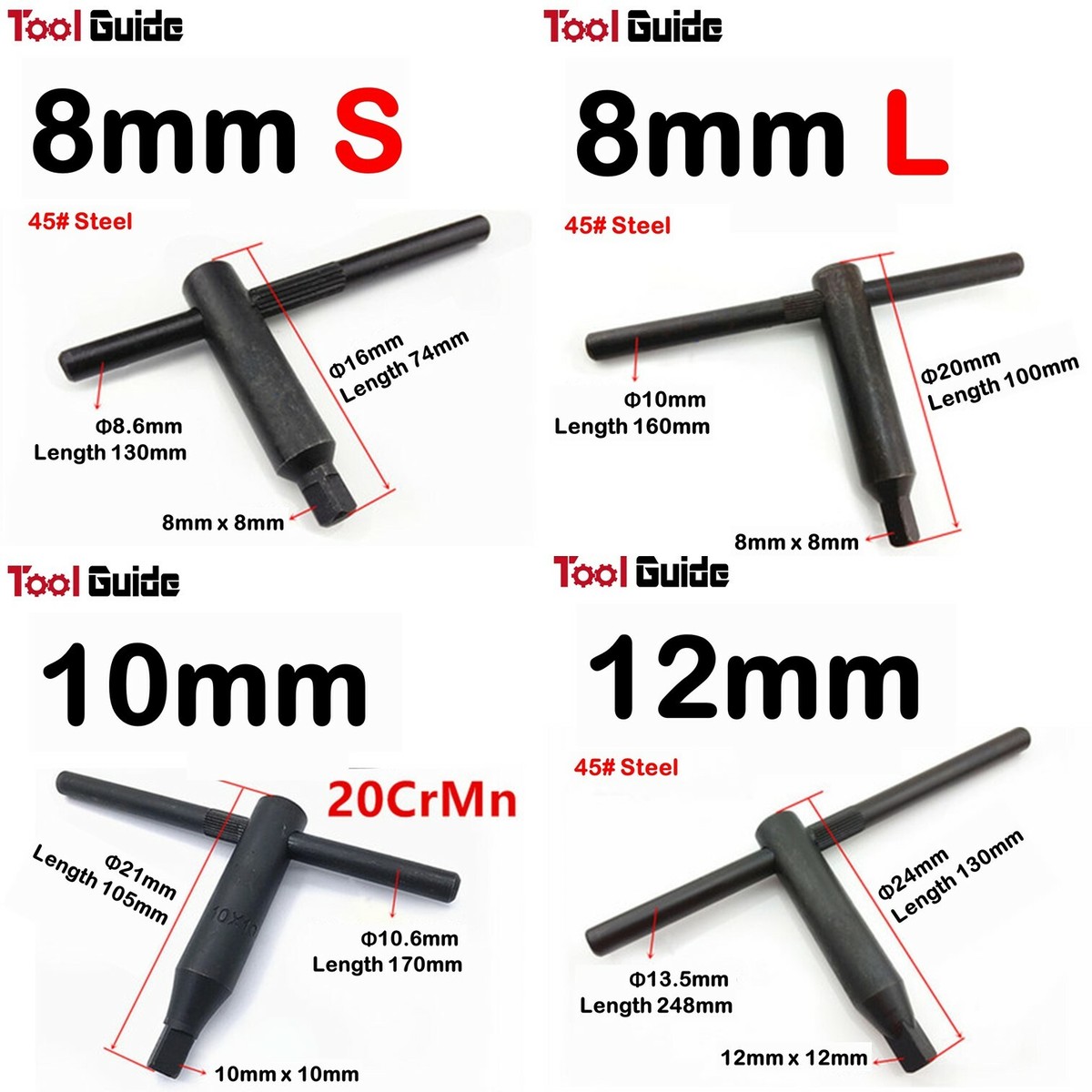 Free Shipping Milling Lathe Chuck Square Key Wrench Spanner Tool 8MM 10MM 12MM 14MM 17MM