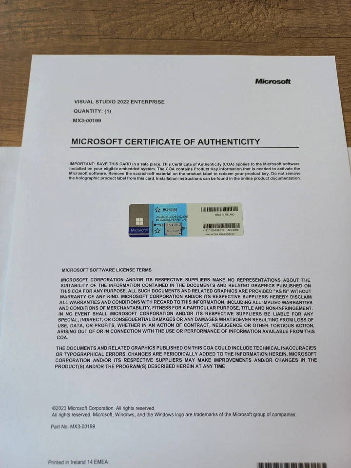Microsoft Visual Studio 2022 Enterprise CoA AUTHENTIC License MX3-00199 - Image 2 of 4