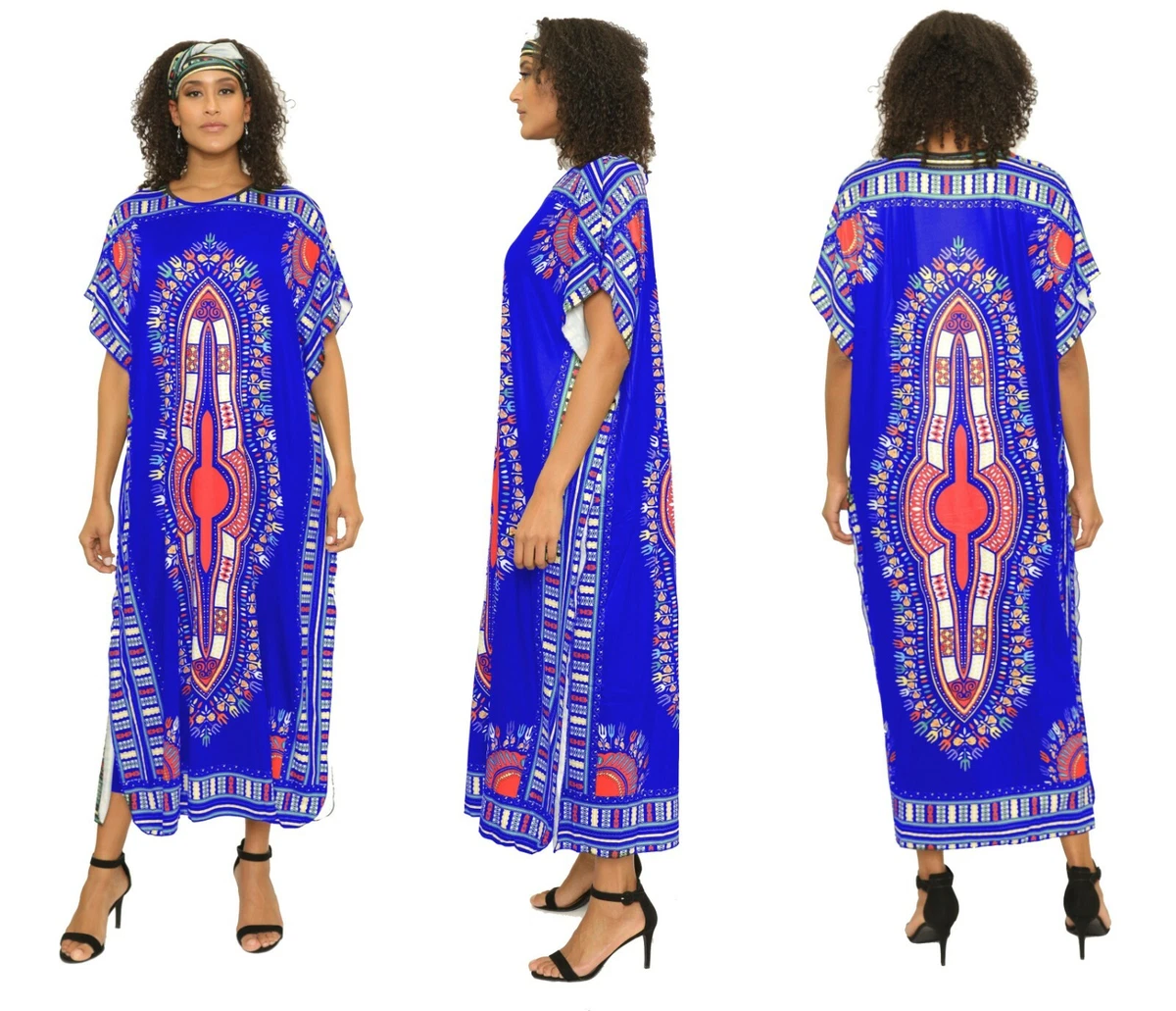 Dashiki Dress Kaftan Dress With Head Wrap Ankle Length Dashiki