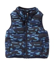 GYMBOREE GRIZZLY RIDGE BLUE CAMOUFLAGE PUFFER LINED VEST 12 24 2 3 4 5 NWT