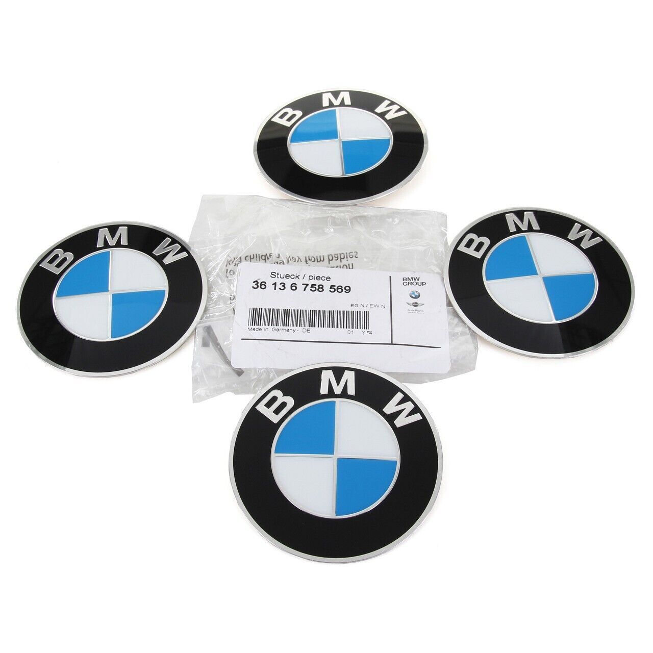 New BMW Wheel Center Cap Emblem Stickers Roundel Logo SET x4 D=70mm 36136758569