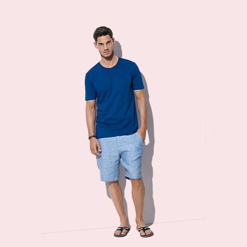 STEDMAN Mens Adults Plain Slub Crew Neck Tshirt | Blank Ring-Spun Cotton Tee - Picture 2 of 7