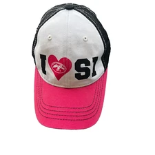 I Heart SI Pink Black White Trucker Hat Cap Duck Commander Cotton Polyester
