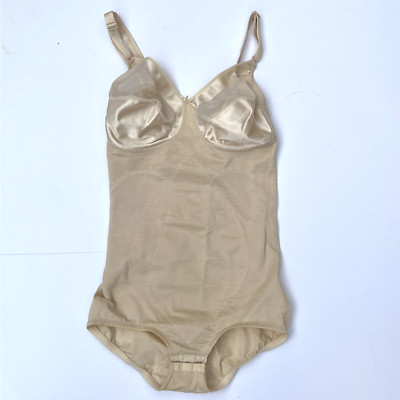Vintage JC Penny Adonna 36C Style #7155 Nude Bodysuit Shapewear Wireless USA