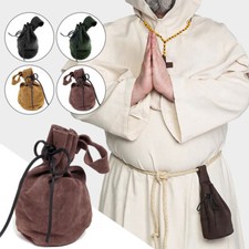 Medieval PU Leather Pouch Coin Waist Hanging Bag Drawstring Wallet Cosplay Props