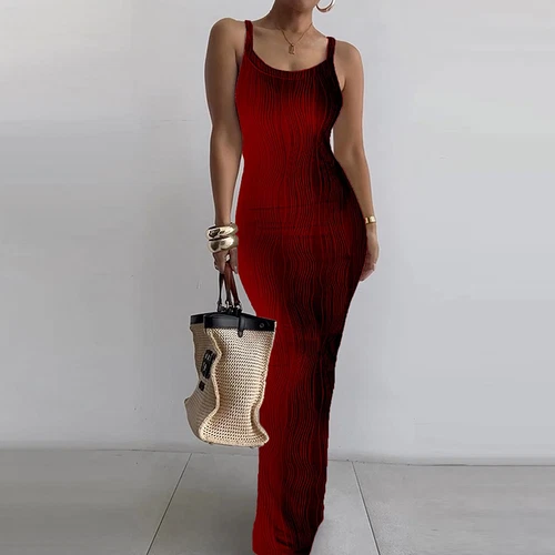 Damen Sommer Langes Kleid Freizeit Slip Sexy Schmal Ärmellos Bodycon Maxikleider - Bild 23 von 42