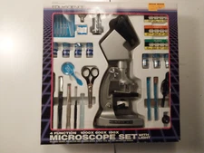 Vintage EDU Science 1000X 750X 450X 100X Microscope Set With Light with Original