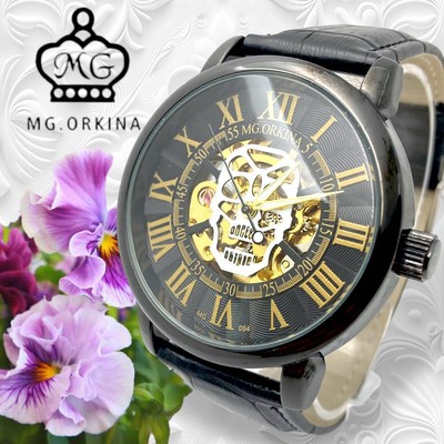 MG.ORKINA Skeleton Automatic Wristwatch Men's Used Skull Face Black