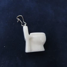 TOILET Charm Zipper Pull Keychain Add On Clip Dangle Plumber Novelty Kitsch