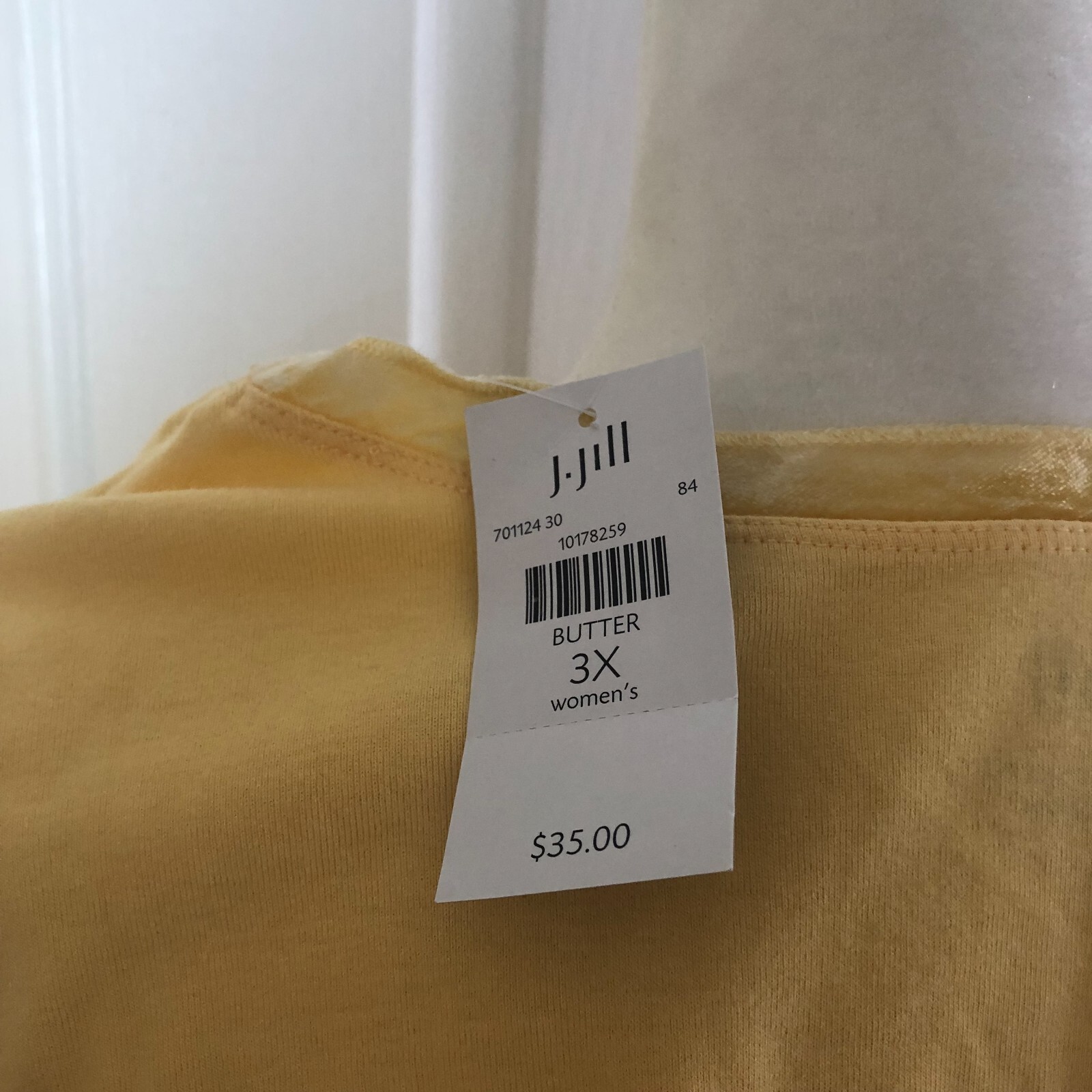 J Jill Women's Plus Velvet Trim UNeck Tee BUTTER SIZE 3X READ