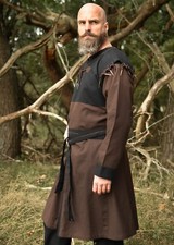 Medieval Tunic Long with Detachable Sleeves, Brown/Black