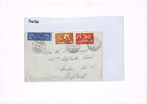 SWITZERLAND Air Mail 1928 Cover ERROR ADELBODEN *1920* CDS!! Basel London YW150 - Picture 7 of 10