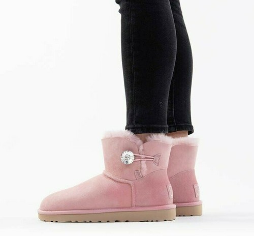 NEW UGG Mini Bailey Button Bling Suede Boot, US 6 - Picture 2 of 12